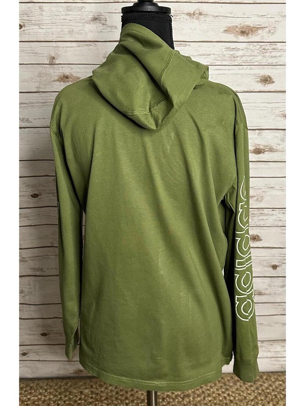 Adidas olive green cotton logo graphic hooded long sleeve t-shirt Youth L(14-16) - Picture 5 of 6